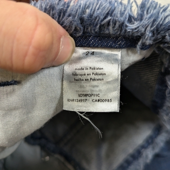 WeWoreWhat Jeans Women's 24 Blue Dark Straight Leg High Rise Relaxed Raw Hem - Picture 7 of 9